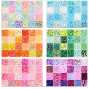 24-grid glass seed beads and tube beads set for DIY jewelry making bracelets necklaces.