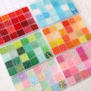 DIY Glass Seed Beads Bugle Beads 24 Grids Box Set Colorful Loose Spacer Beads Jewelry Making Craft Kit For Handcrafted Bracelet Necklace Jewelry Accessories