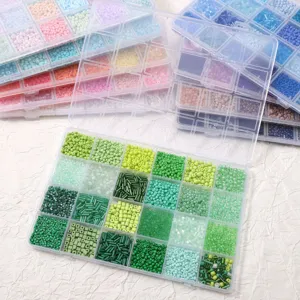 24-grid box glass seed beads tube beads DIY handmade bracelet necklace jewelry making set