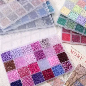 24-grid glass seed beads and bugle beads set for DIY jewelry making bracelets necklaces.