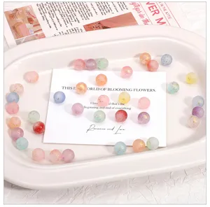 8mm mattierte Glasperlen Farbverlauf mit Goldfolie fuer DIY Handarbeit Schmuckherstellung.