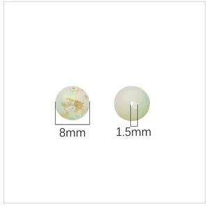 Glasperlen Detailansicht mit 8mm Durchmesser und 1.5mm Lochgröße für DIY-Schmuckherstellung.
