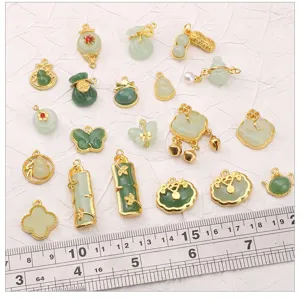 DIY alloy imitation jade pendant charms set for handmade jewelry making accessories.