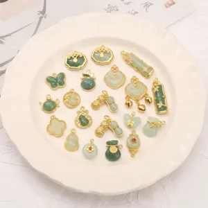 Assorted alloy jade glass charms pendants DIY handmade jewelry accessories craft supplies