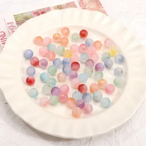 8mm Glas Perlen Matt Goldfolie Gradient DIY Handgemachte Armband Schmuck Zubehör