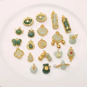 Alloy faux jade glass butterfly lucky bag DIY handmade jewelry pendant charms set accessories main