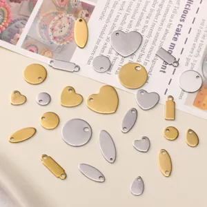 Stainless steel blank stamping tags charms mixed shapes gold silver jewelry making DIY findings