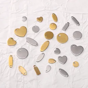 Stainless steel blank charms pendants round heart shape DIY jewelry making supplies main view