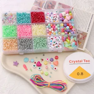Kit de fabrication de bijoux en perles de rocailles acryliques pour bracelets DIY.