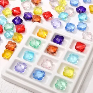 Colorful translucent clover pendant DIY jewelry making beads 13mm assorted pack