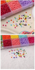Vista detallada de cuentas de vidrio de colores de 3 mm para la fabricación de joyas y manualidades.