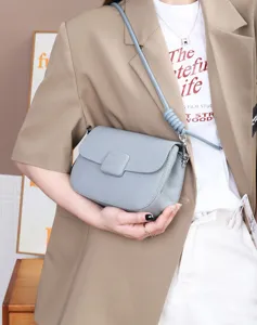 Genuine leather crossbody bag for women, stylish small square shoulder bag with TOGO texture.