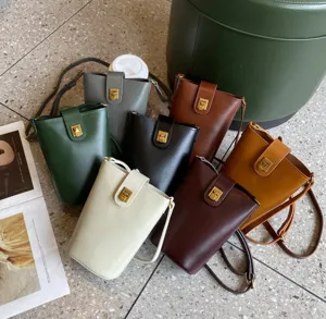 Genuine leather vertical crossbody phone bag, stylish multi-color mini shoulder bag