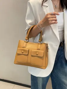 Women's Genuine Leather Tote Bag First Layer Cowhide Casual Handbag Large Capacity Commuter Shoulder Bag
