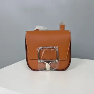 Genuine leather saddle bag stylish women crossbody shoulder bag mini luxury orange handbag