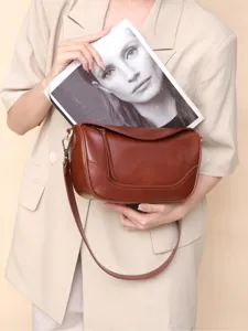 Bolso Dumpling de Cuero Genuino para Mujeres Vintage Suave Bolso Bandolera de Piel de Vaca Bolso de Hombro Almohada de Media Luna Elegante