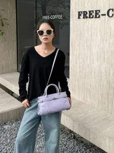 Classic genuine leather Kelly bag for women, stylish shoulder crossbody handbag.