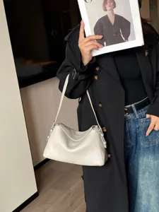 Borsa sottobraccio in vera pelle minimalista elegante da donna, comoda borsa a spalla.