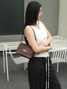 Retro genuine leather shoulder bag for women, casual crossbody bag, versatile underarm bag