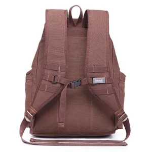 Retro canvas backpack for men and women, large capacity travel outdoor casual school daypack brown.