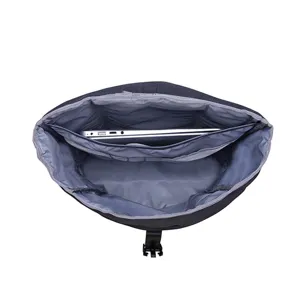 Nylon business laptop backpack interior view with multiple compartments for daily use.