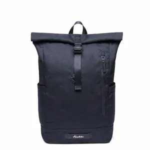 Mens nylon business backpack rolltop waterproof casual school laptop bag for daily commuter.