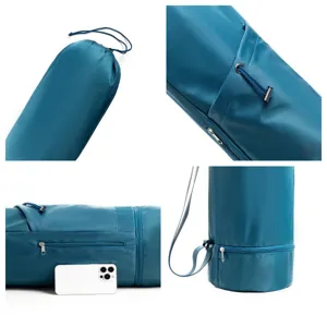 Multi-functional yoga mat backpack and sports fitness bag with practical storage pockets.