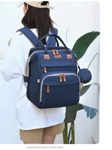 Multi-function diaper backpack stylish travel maternity bag with USB port and cute pouch.