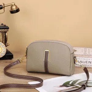 Borsa a tracolla casual da donna, borsa retrò in vera pelle con elegante fibbia in metallo.