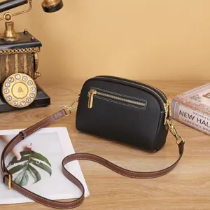 Borsa a tracolla a cupola casual da donna, vera pelle bovina, design elegante e moderno.