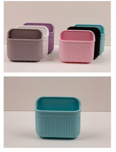 Silikon Zahnbürstenhalter wandmontiert selbstklebend Badezimmer Organizer Box Detailansicht.