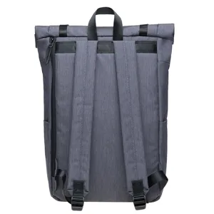 Stylish grey roll-top backpack for daily travel, casual outdoor sports, and school use.