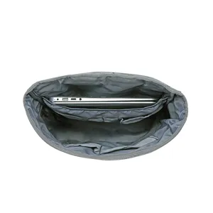 Gray travel backpack interior main image showing spacious laptop compartment and multi pockets.