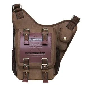 Vintage Canvas Messenger Bag For Men Tactical Crossbody Shoulder Bag Multifunction Casual Outdoor Chest Bag