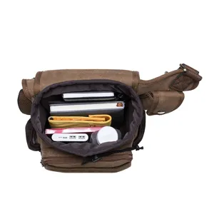 Retro canvas messenger bag for men, tactical crossbody shoulder bag with large capacity main compartment.