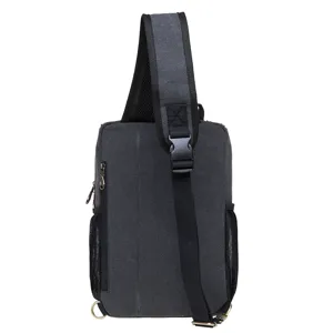 Men casual canvas sling bag chest crossbody daypack for outdoor travel daily use