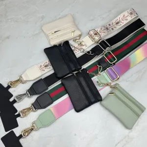 Womens Wide Woven Crossbody Bag Strap Replacement Adjustable Canvas Shoulder Strap With Coin Purse And Phone Patch