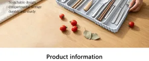 Expandable cutlery tray for kitchen drawer organization, durable multi-compartment storage.