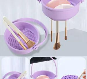 Silicone makeup brush cleaner and drying rack, multi-functional cosmetic tool detail view.