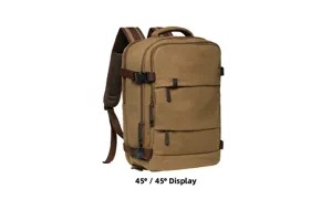 Business casual canvas backpack with large capacity, multi-pocket design, and durable straps.