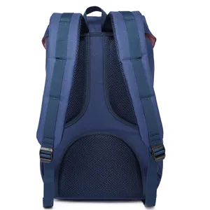 Durable blue casual backpack with breathable mesh back panel for daily school and travel.