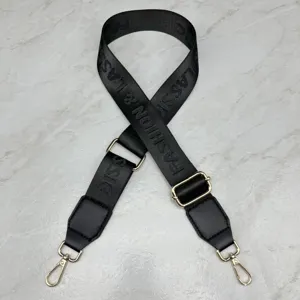 Wide replacement crossbody bag strap, adjustable black shoulder strap with metal hooks.