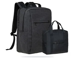 Close-up view of the casual backpack and matching handbag set showcasing durable fabric design.