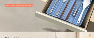 Silicone silverware drawer organizer tray, multi-slot kitchen utensil storage holder for drawers.