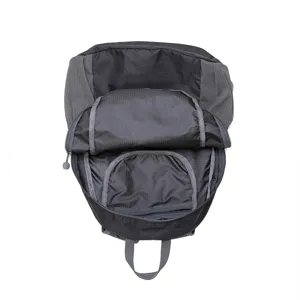 Zaino da viaggio pieghevole in nylon impermeabile grigio scuro, zainetto leggero di grande capacità