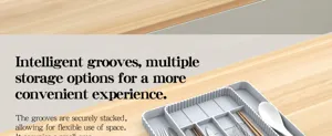 Silicone kitchen cutlery organizer tray detail view showing multi-compartment storage slots.