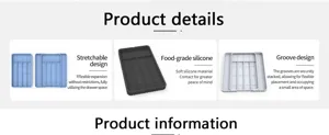 Silicone cutlery organizer tray stretchable drawer divider for kitchen storage and tidy
