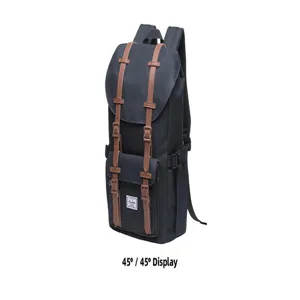 Classic canvas backpack school bag with dual strap buckles for casual daily use 45 degree view