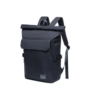College Style Roll Top Backpack For Men Women Casual Travel Laptop Bag Waterproof Oxford Cloth Unisex Daypack Bag