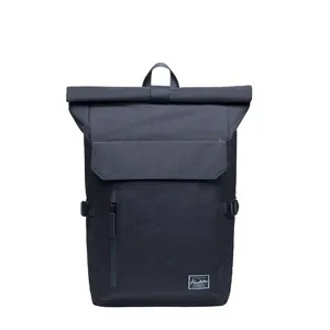 Stylish black roll-top canvas backpack for daily commuting, school, and casual outdoor travel.